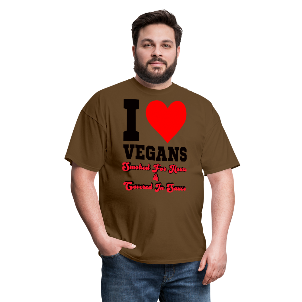 I Love Vegans T-Shirt - brown