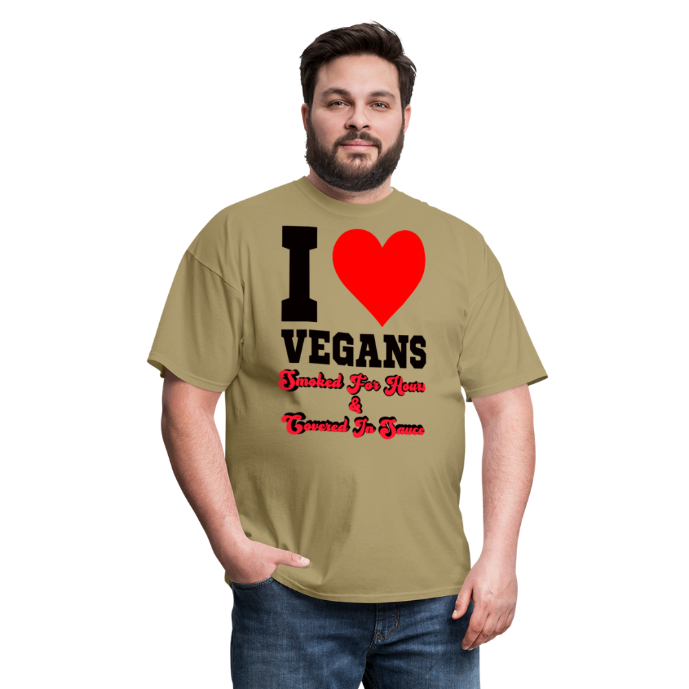 I Love Vegans T-Shirt - khaki