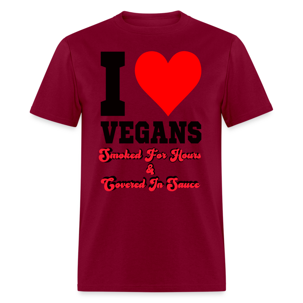 I Love Vegans T-Shirt - burgundy