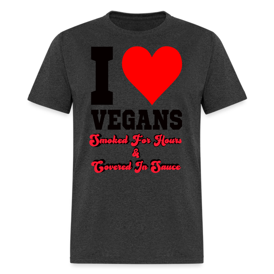 I Love Vegans T-Shirt - heather black