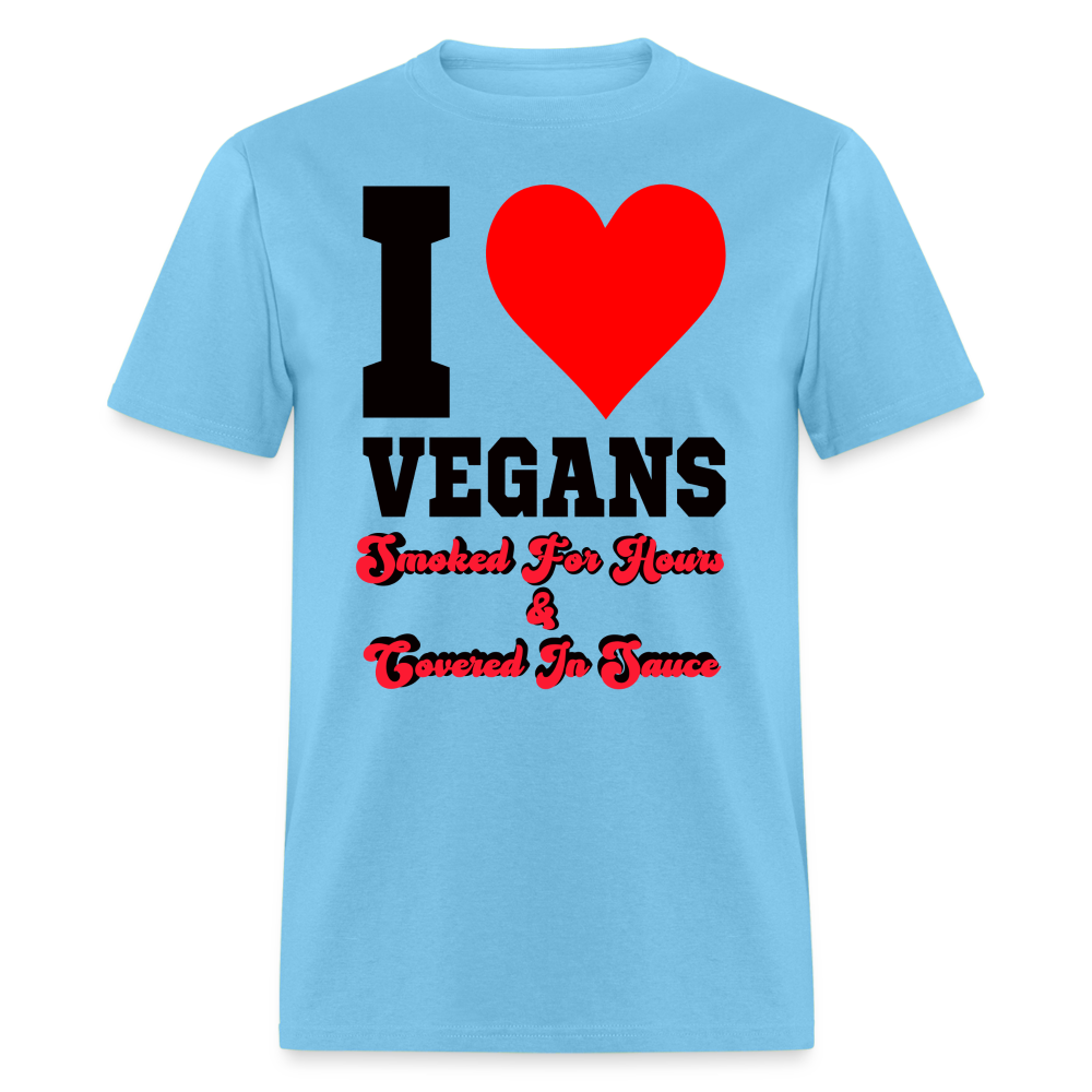 I Love Vegans T-Shirt - aquatic blue