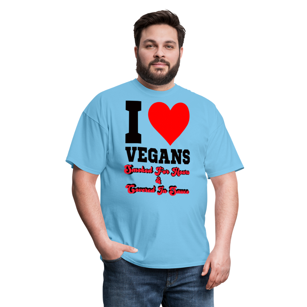 I Love Vegans T-Shirt - aquatic blue