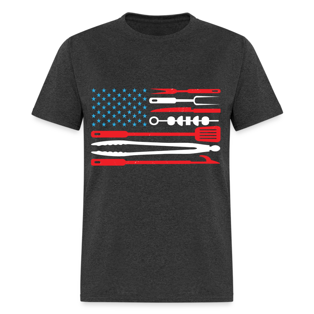 American Flag T-Shirt - heather black