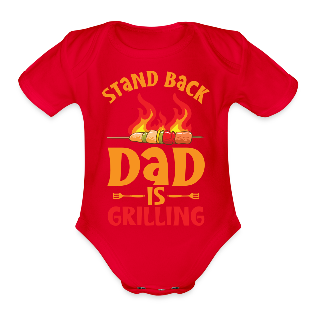 Dad is Grilling Organic Short Sleeve Baby Bodysuit - red