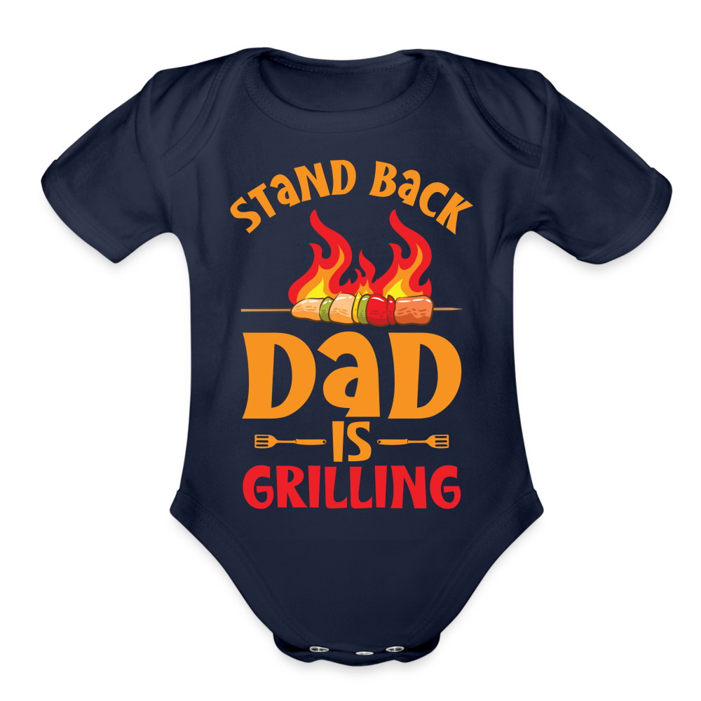 Dad is Grilling Organic Short Sleeve Baby Bodysuit - dark navy