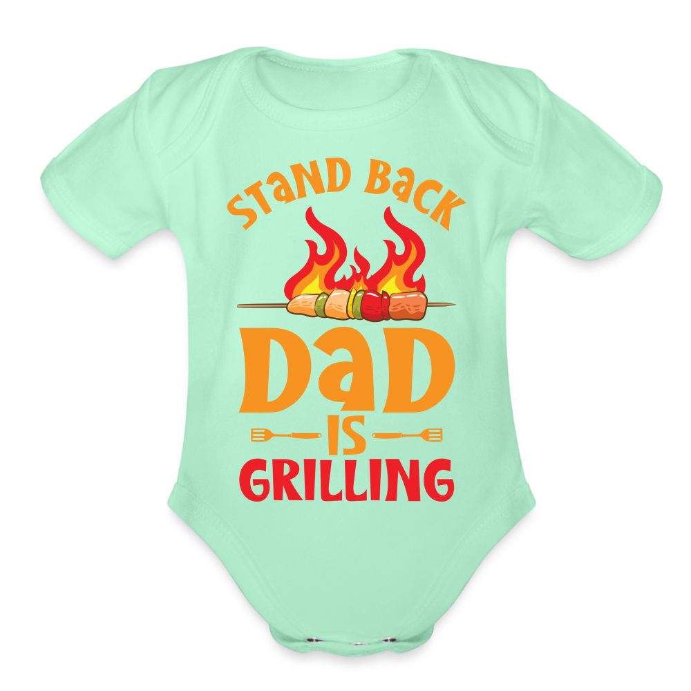 Dad is Grilling Organic Short Sleeve Baby Bodysuit - light mint