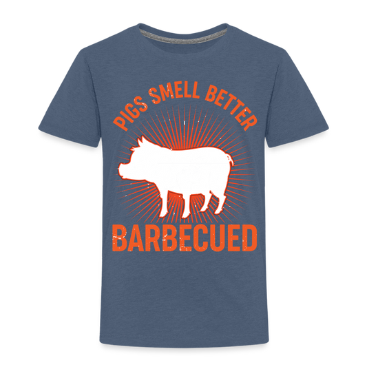 Pigs Smell Better Toddler T-Shirt - heather blue