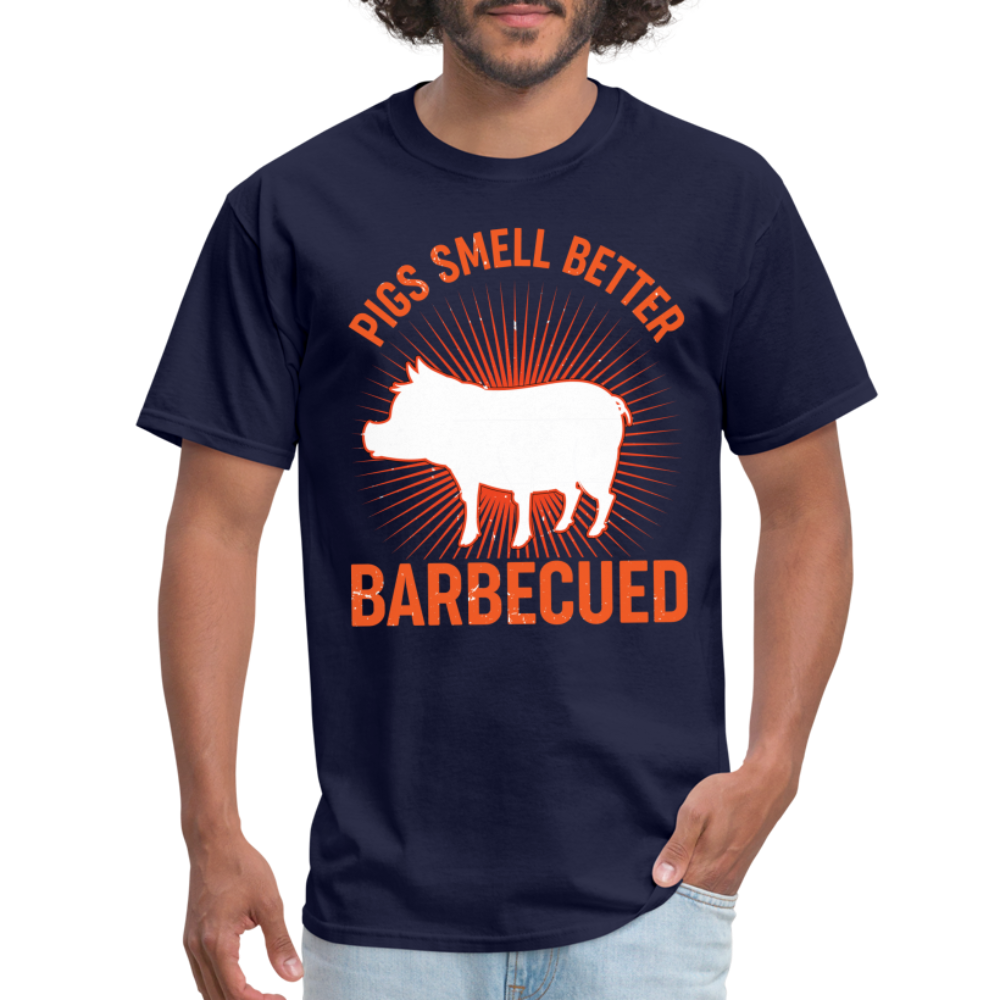 Pigs Smell Better BBQ'd T-Shirt - navy