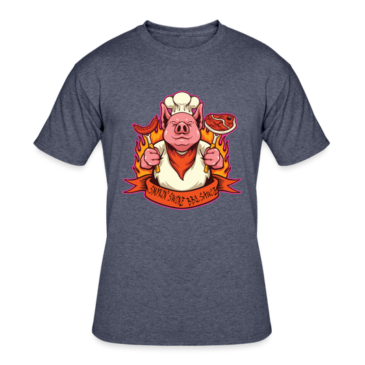 Smokin Swine Pig 50/50 T-Shirt - navy heather