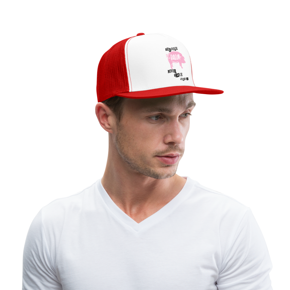 Bacon Never Broke My Heart Hat - white/red