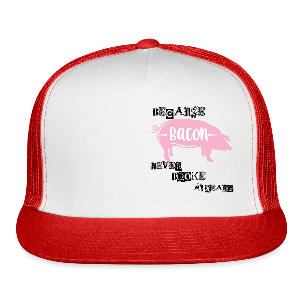 Bacon Never Broke My Heart Hat - white/red